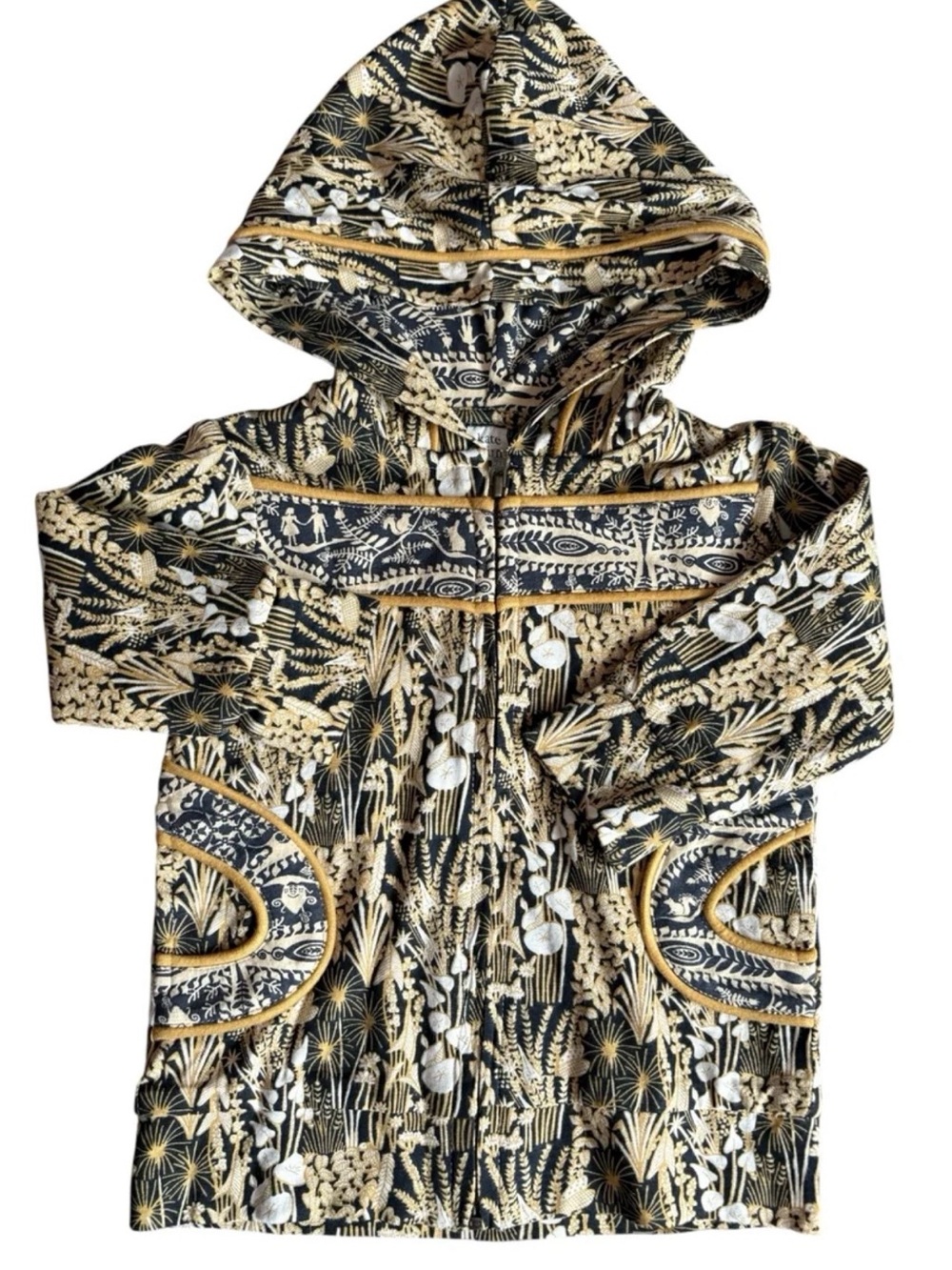 Kate Quinn-Bamboo-Foliage/Mushroom-Squirrel Print-Zip Up-Motorcycle Jacket-12-18